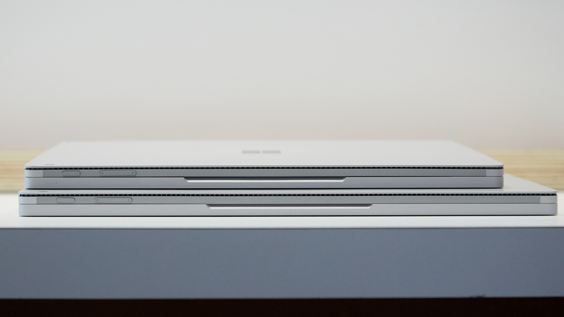 The 15-inch is no thicker, but a lot bigger.